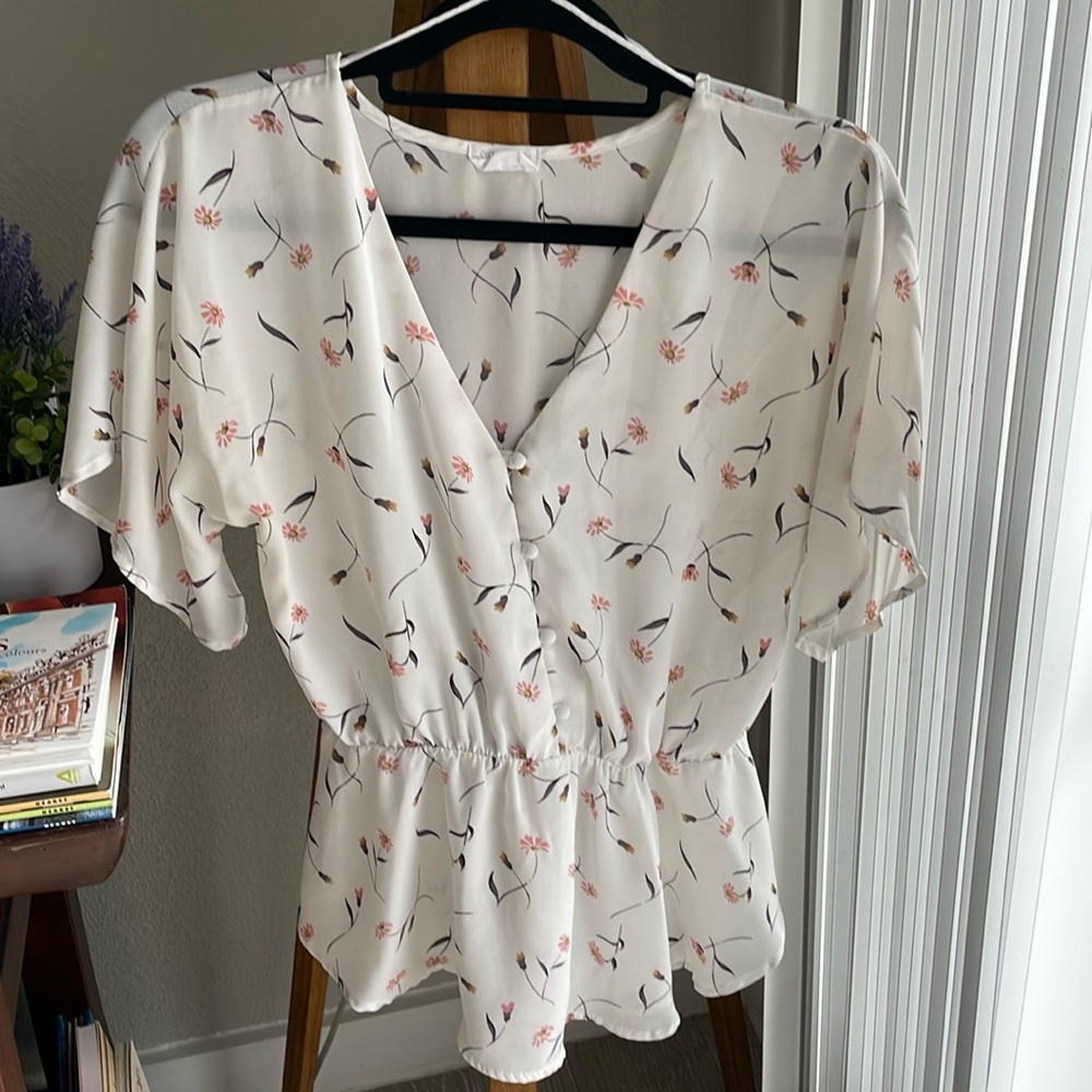 White Floral Blouse